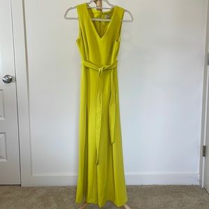 Calvin Klein chartreuse wide leg jumpsuit